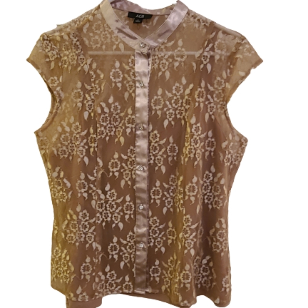 AGB Floral Lace Overlay Blouse